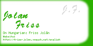 jolan friss business card
